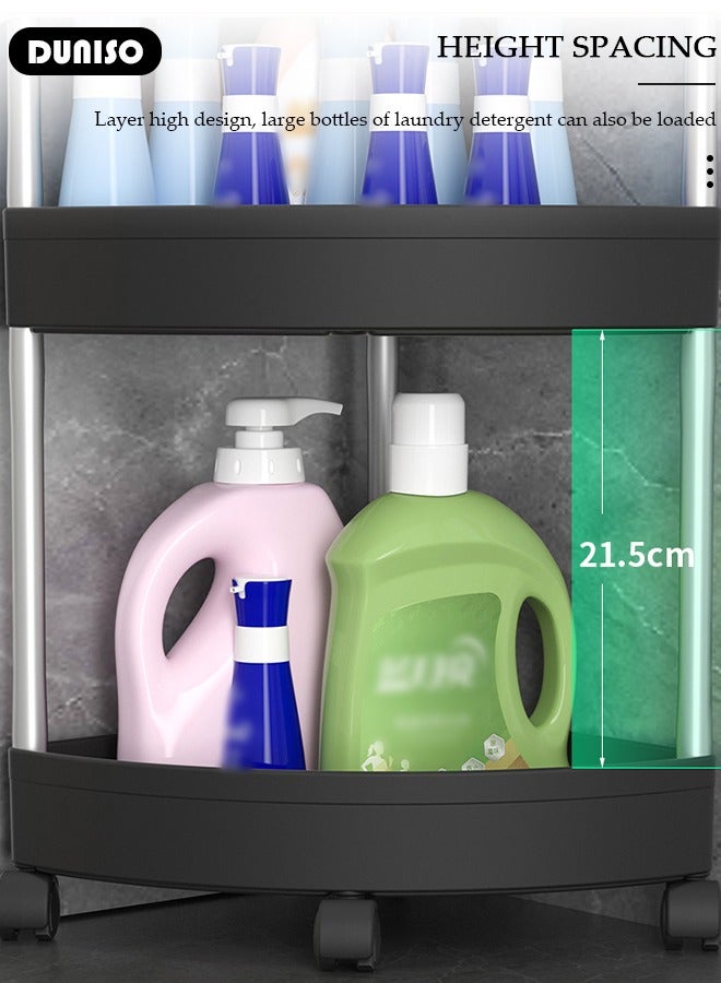 4-Layer Shower Caddy Corner Shelves, Bathroom Shelving Unit Cart with Wheel, Plastic Shower Caddy Organizer Shelf, Rust Proof Corner Open Storage Cart for Bathroom, Kitchen, Laundry