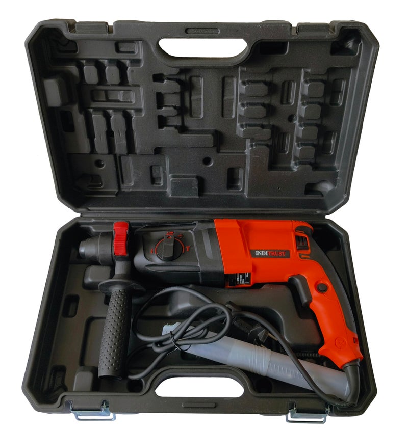 Inditrust إنديتراست 1250W مثقاب مطرقي كهربائي دوار 26 مم مع ريش SDS وملحقات، مجموعة من 1 مع ضمان 6 أشهر (أحمر) لفائف نحاسية 100% - Image 4