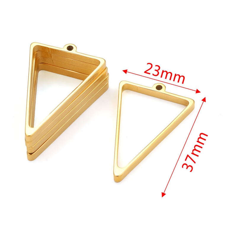 Stainless Steel Polished Geometry Pendant DIY Frame Gold-triangle [single about 2.2g]] 