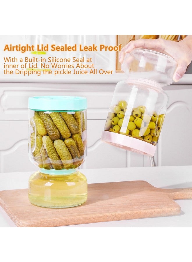 Zens ZENS Glass Pickle Jar with Strainer Flip, 2 Pack 51oz Anti-Slip Large Container, Airtight Hourglass Juice Separator Canning Jar for Storage Olive, Gherkin, Dill Sliced Pickles - Image 4