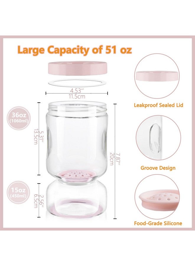 Zens ZENS Glass Pickle Jar with Strainer Flip, 2 Pack 51oz Anti-Slip Large Container, Airtight Hourglass Juice Separator Canning Jar for Storage Olive, Gherkin, Dill Sliced Pickles - Image 3