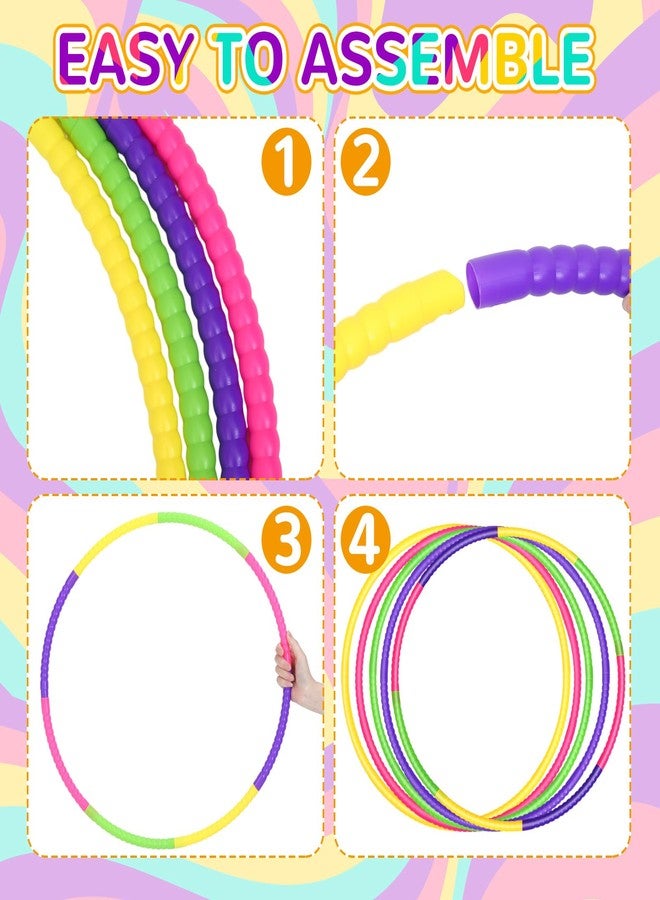 Sratte 12 Pcs Toy Hoop for Kid Detachable Adjustable Toy Hoop Colored Hoop Exercise Ring Plastic Circle for Kid Teen Gymnastics Dog Agility Equipment, Require Self Assembly(Simple Colors, 8 Inch) - Image 3