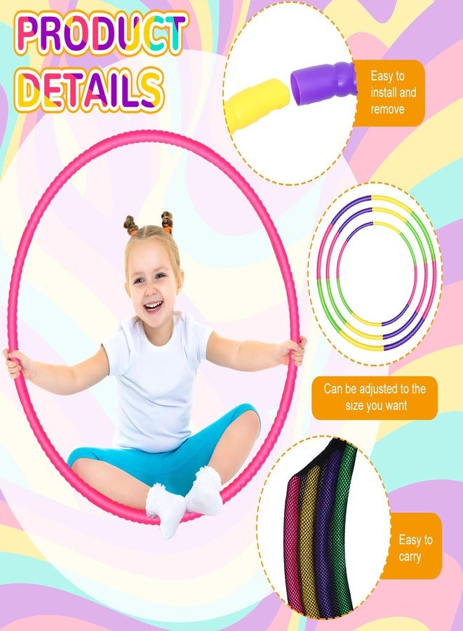 Sratte 12 Pcs Toy Hoop for Kid Detachable Adjustable Toy Hoop Colored Hoop Exercise Ring Plastic Circle for Kid Teen Gymnastics Dog Agility Equipment, Require Self Assembly(Simple Colors, 8 Inch) - Image 2