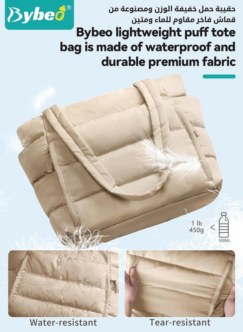 Bybeo Tote Bag for Women, Diaper Bag Tote, Puffy Tote Bag with Purse Bag,  Large Quilted Shoulder Bag with Multiple Compartments, Lightweight Laptop Bag, Waterproof Commuter Travel Tote for Travel, Work, Gym - Image 5