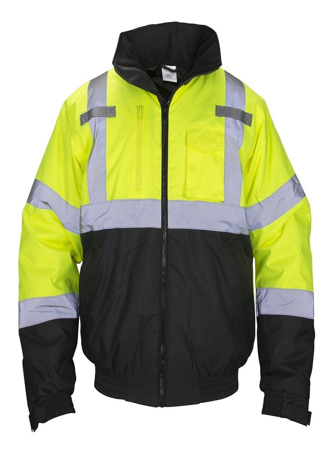 SAS Safety 690-1510 Hi-Viz Class-3 Hooded Bomber Jacket, X-Large, Yellow - Image 1