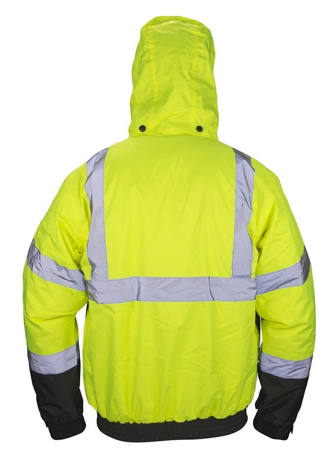 SAS Safety 690-1510 Hi-Viz Class-3 Hooded Bomber Jacket, X-Large, Yellow - Image 2