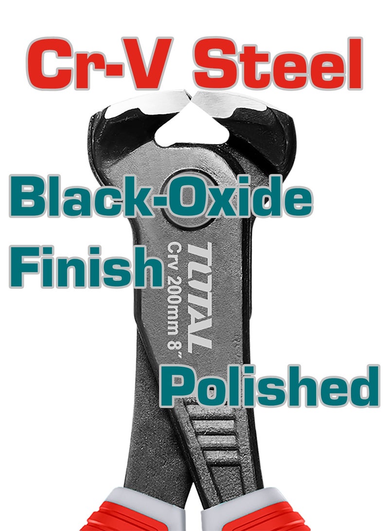 Total End Cutting Pliers, 200mm (8"), Cr-V Steel, Black-Oxide Finish, TPR Two Colour Handle - Image 4