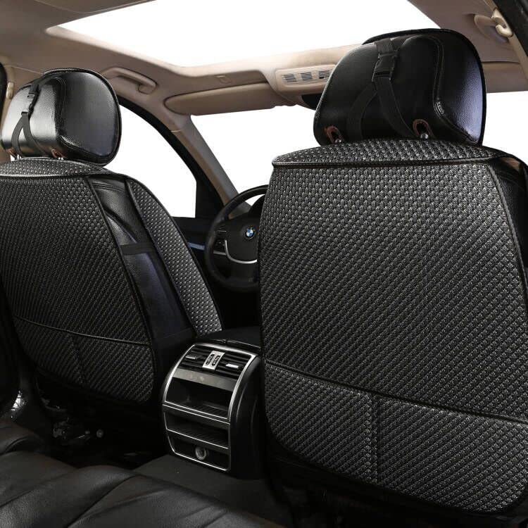 Auto Newer 2PCS Luxury Breathable Car Seat Cover,Front Car Seat Protector, Fit Four Seasons of Universal Automotive Vehicle Cushion Cover, Compatible with 90% Cars,SUV,Trucks (Gray,Front Seats) - Image 2