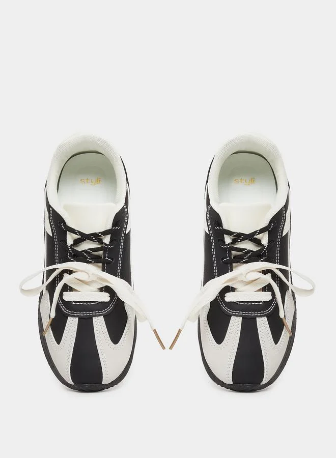 Styli Styli Color Block Lace-Up Sneakers