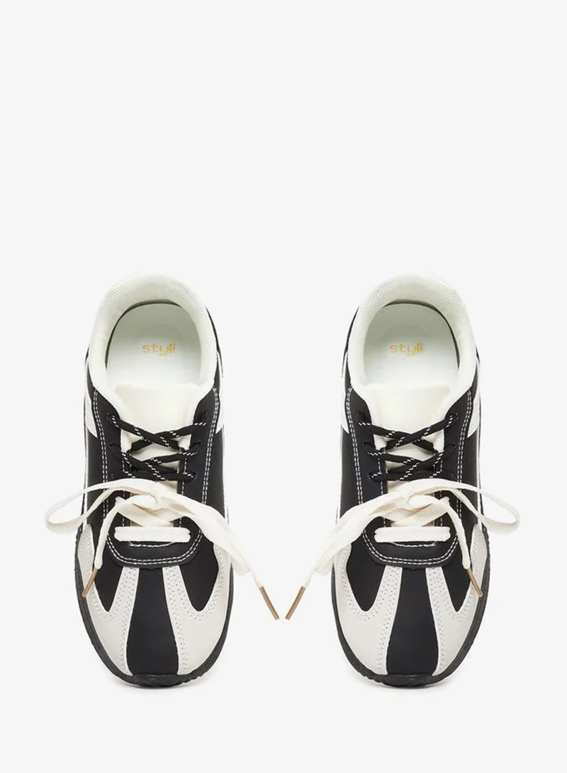 Styli Active Color Block Lace-Up Sneakers