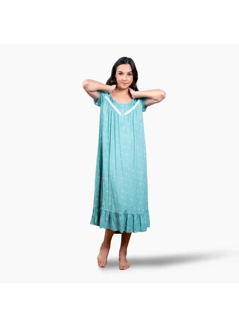 Aadaraya Floral Print Night Gown