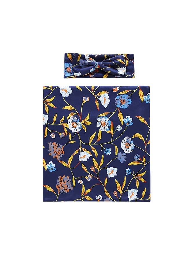 NIBEMINENT Baby Blanket and Headband Set cotton Blue 80x80cm 