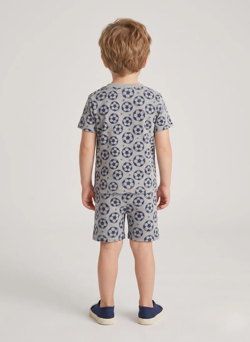 بيبي كلو Boys Grey Football Print Shorts Set