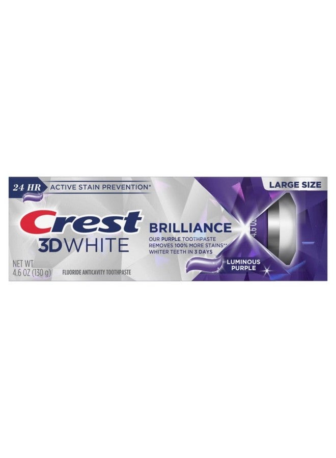 كرست معجون أسنان 3D White Brilliance Luminous Purple Teeth لتبييض الأسنان، عبوة من 3 قطع، 4.6 أونصة، معجون أسنان مضاد للتسوس بالفلورايد، يحارب البقع السطحية بنسبة 100%، يمنع البقع بفعالية لمدة 24 ساعة - Image 2