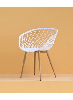 LANNY Jeffcoco Furniture Mid Century Modern Leisure Chair Hollow Back design, Living Dining Room Chair White 1 piece  - Image 1
