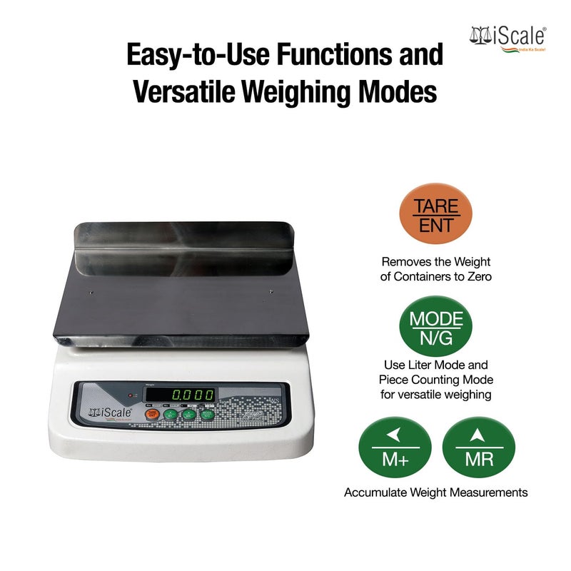 iScale i06L 30kg x 1g Commercial Weighing Scale with Front Back Double Display 230x300mm LShaped Stainless Steel Pan With Calibration Certificate Ideal for 51020kg Weighing in Shops - Image 5