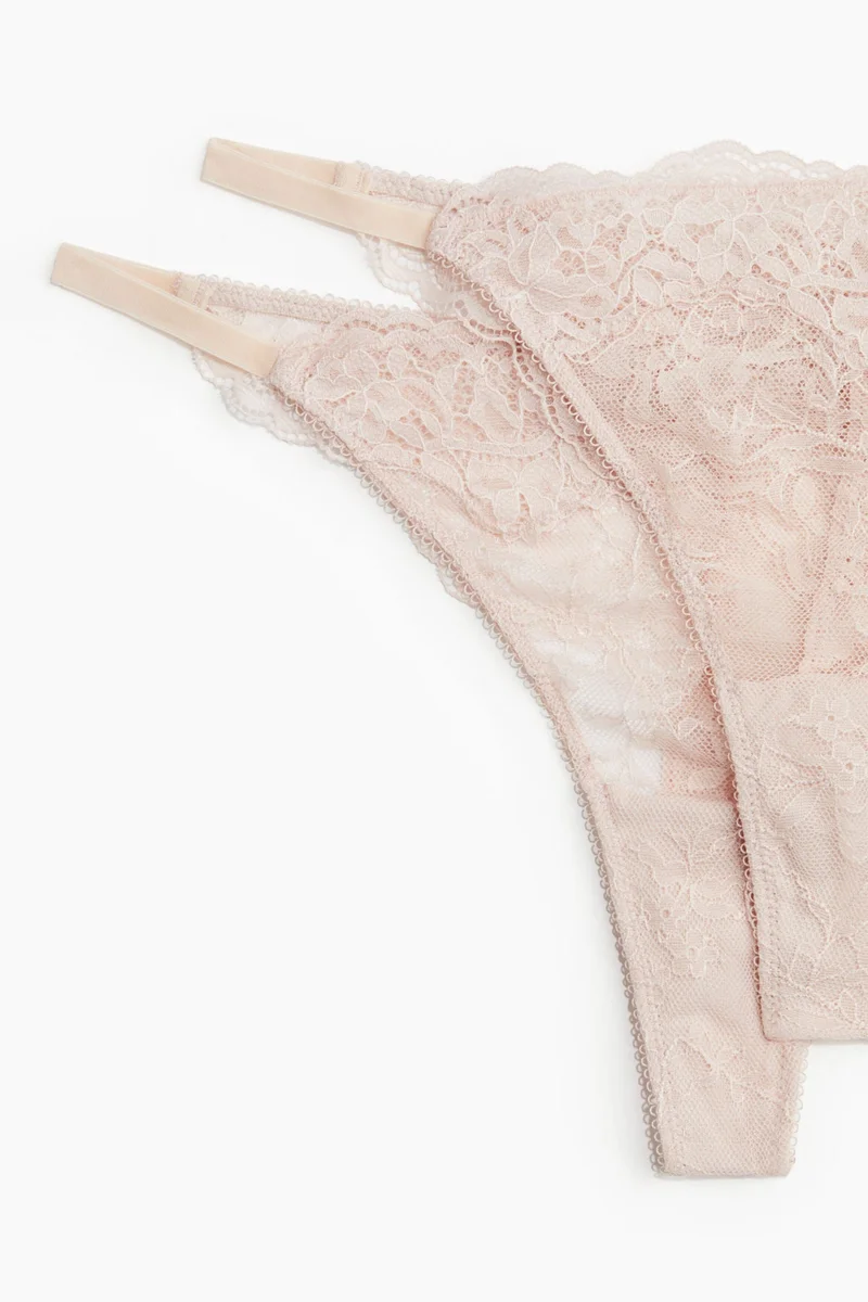 H&M  2-pack lace tanga thong briefs for Women | Best Price UAE