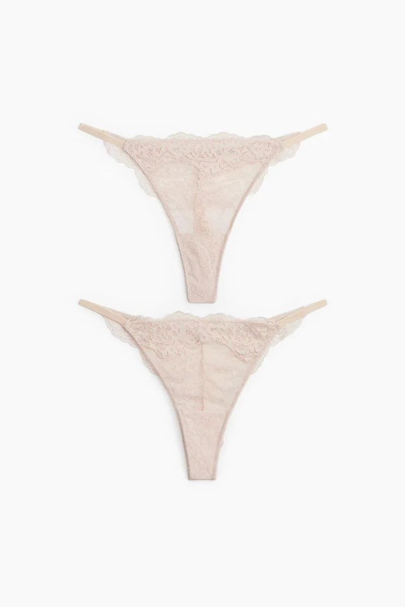 H&M  2-pack lace tanga thong briefs for Women | Best Price UAE