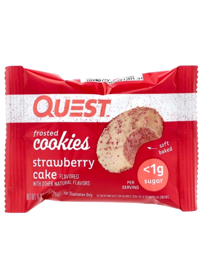 QUEST NUTRITION - Quest Nutrition, Frosted Cookies, Strawberry Cake, 8 Cookies, 0.88 oz (25 g) Each - Image 1