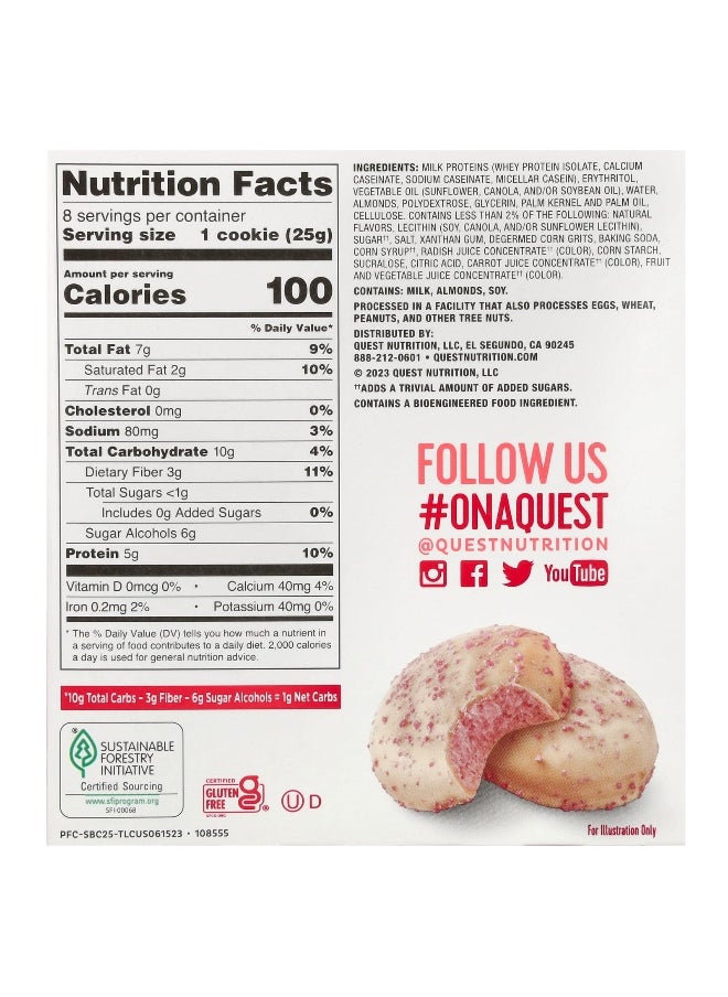 QUEST NUTRITION - Quest Nutrition, Frosted Cookies, Strawberry Cake, 8 Cookies, 0.88 oz (25 g) Each - Image 1