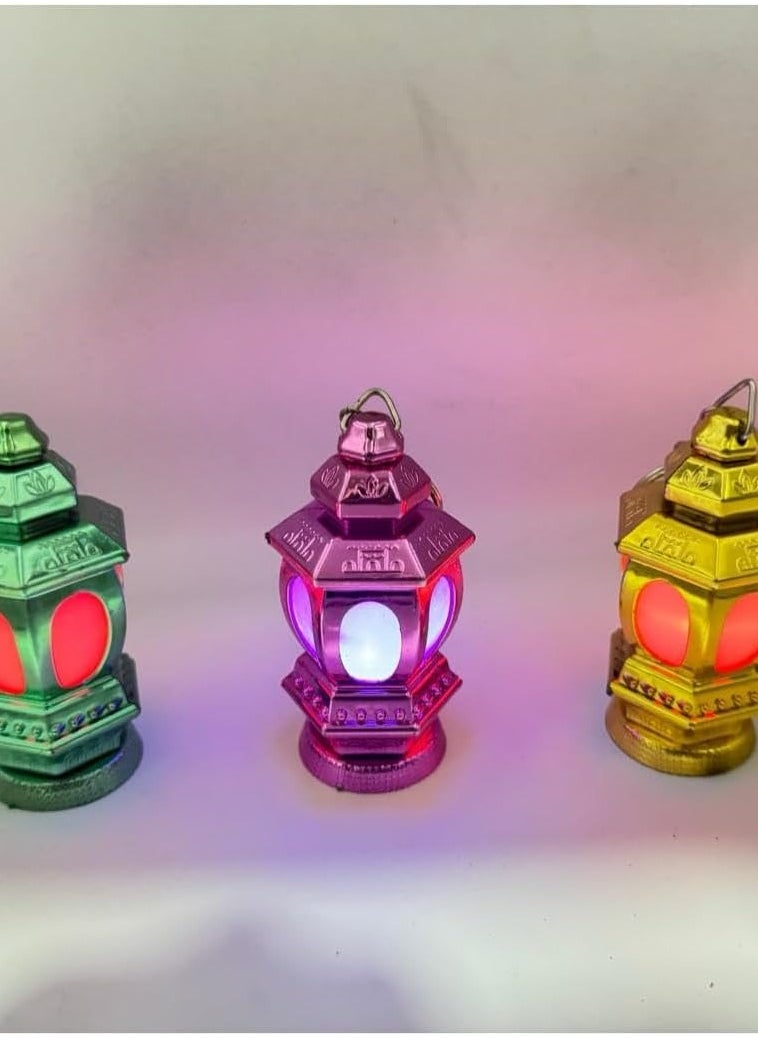 Generic Ramadan Lanterns Keychain Medallion Luminous Keychain for Kids and Adults Best Ramadan Gift 3pcs Multicolor  - Image 2