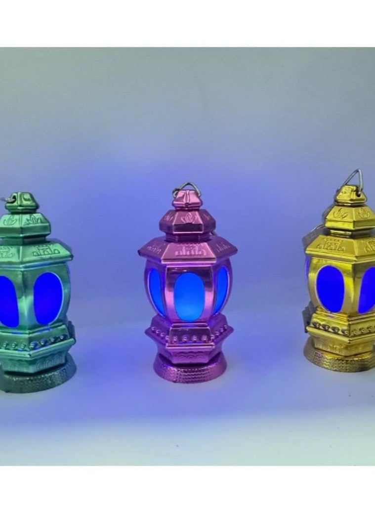Generic Ramadan Lanterns Keychain Medallion Luminous Keychain for Kids and Adults Best Ramadan Gift 3pcs Multicolor  - Image 3