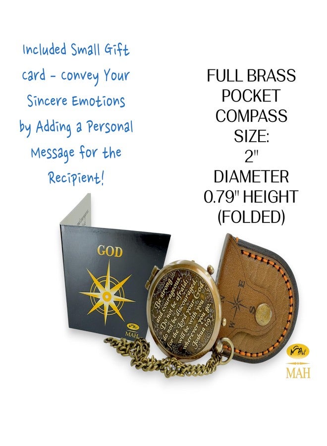 MAH Bible Verse Brass Compass – “Be Strong and Courageous” (Joshua 1:9) | Christian Gift for Graduation, Baptism, Confirmation – Religious Keepsake for Boys, Girls, Teens, Men, Pastors & Church Events - Image 3