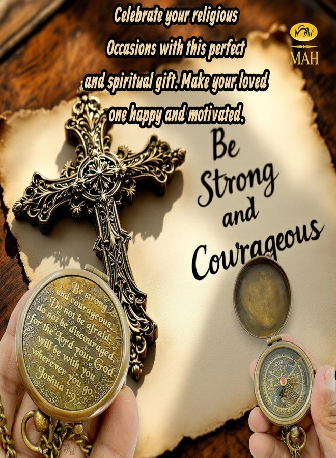 MAH Bible Verse Brass Compass – “Be Strong and Courageous” (Joshua 1:9) | Christian Gift for Graduation, Baptism, Confirmation – Religious Keepsake for Boys, Girls, Teens, Men, Pastors & Church Events - Image 5