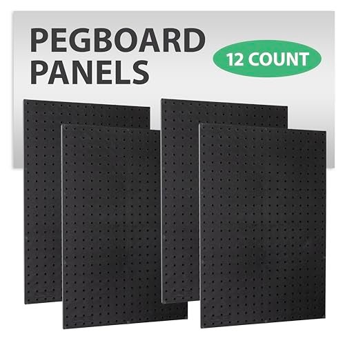 WallPeg Pegboard Panels Garage Organization - 12 ea (24"x16") Black Peg Board Panel Set - (PB-1-B) Tool Organizer, Crafts, Shop, Home, Office, Wall Storage Kit - Image 5