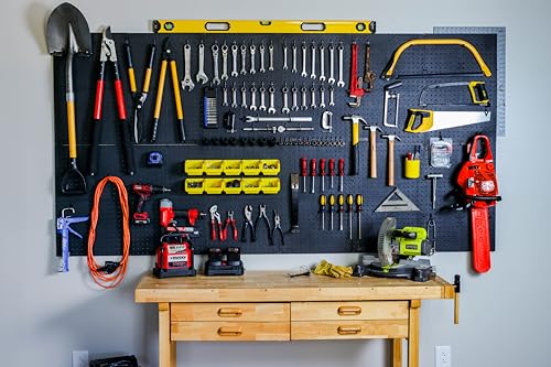 WallPeg Pegboard Panels Garage Organization - 12 ea (24"x16") Black Peg Board Panel Set - (PB-1-B) Tool Organizer, Crafts, Shop, Home, Office, Wall Storage Kit - Image 3