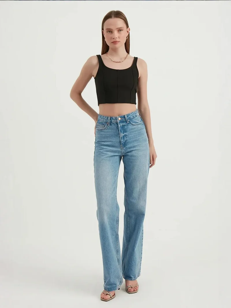 HICCUP Scoop Neck Basic Sleeveless Cropped Top