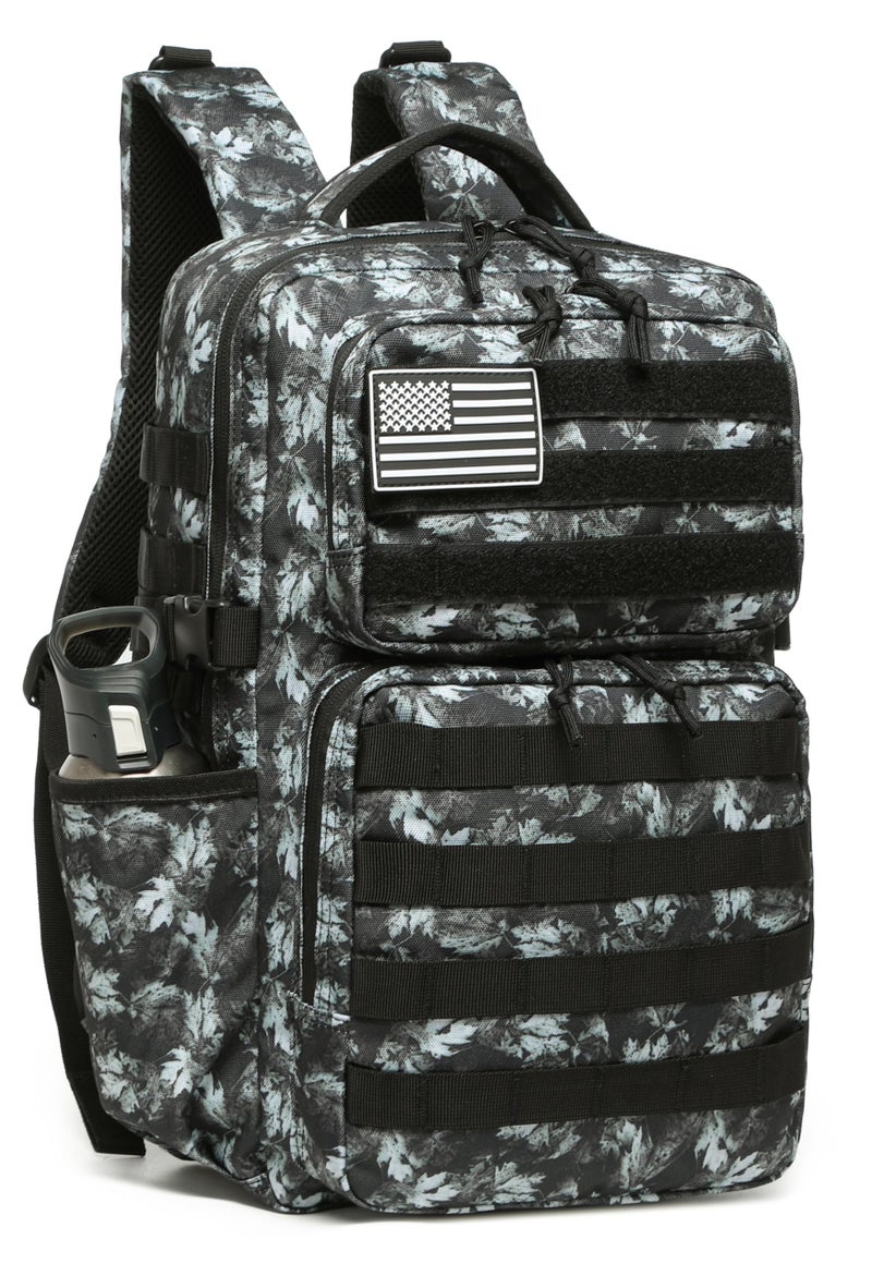 Wotony Military Tactical Backpack for Men Waterproof Daypack 3 Day Assault Pack Molle Bag with Water Bottle Holder Gray maple leaf 25L - Image 2