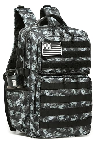 Wotony Military Tactical Backpack for Men Waterproof Daypack 3 Day Assault Pack Molle Bag with Water Bottle Holder Gray maple leaf 25L - Image 1