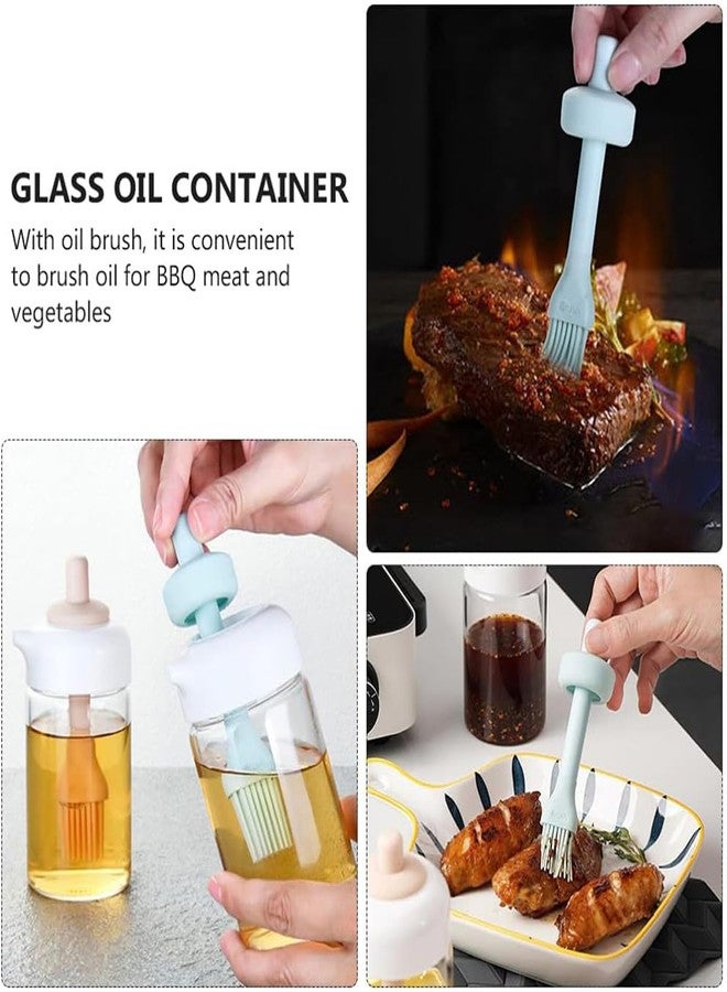 PRIME PICK زجاجة توزيع زيت زجاجية مع فرشاة سيليكون، 2 في 1، قطارة سيليكون، زجاجة قياس زيت للمطبخ، للطبخ والخبز والشواء، 230 مل (عبوة واحدة، أزرق) - Image 3