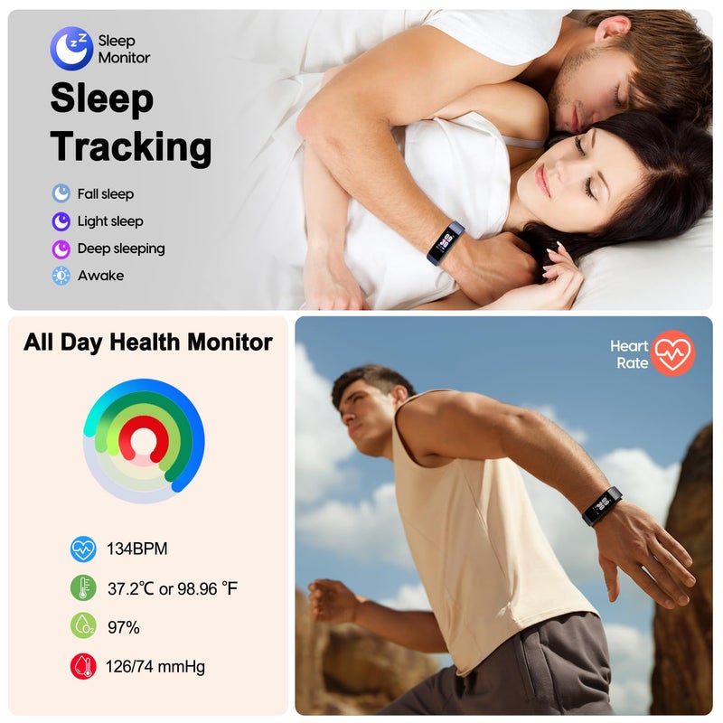 ENGERWALL Fitness Tracker with Step/Distance/Calories Counter, Activity Tracker with Heart Rate Monitor, Slim Style Watch IP68 Waterproof, Sleep Monitor Tracker, Pedometer Watch for Women Men Kids - Image 3