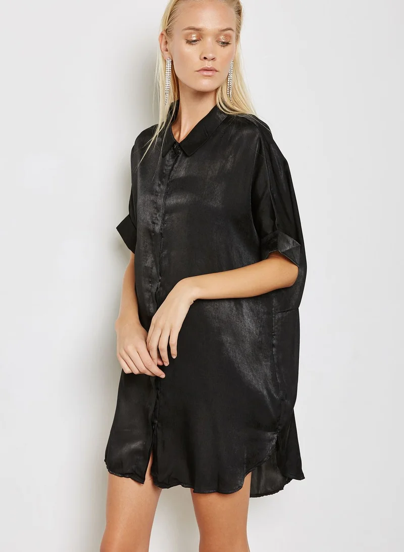 Reverse Silk Shirt Dress