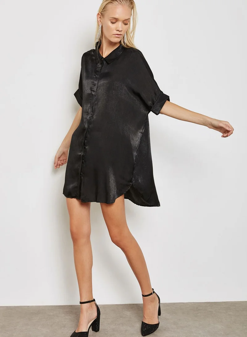 Reverse Silk Shirt Dress