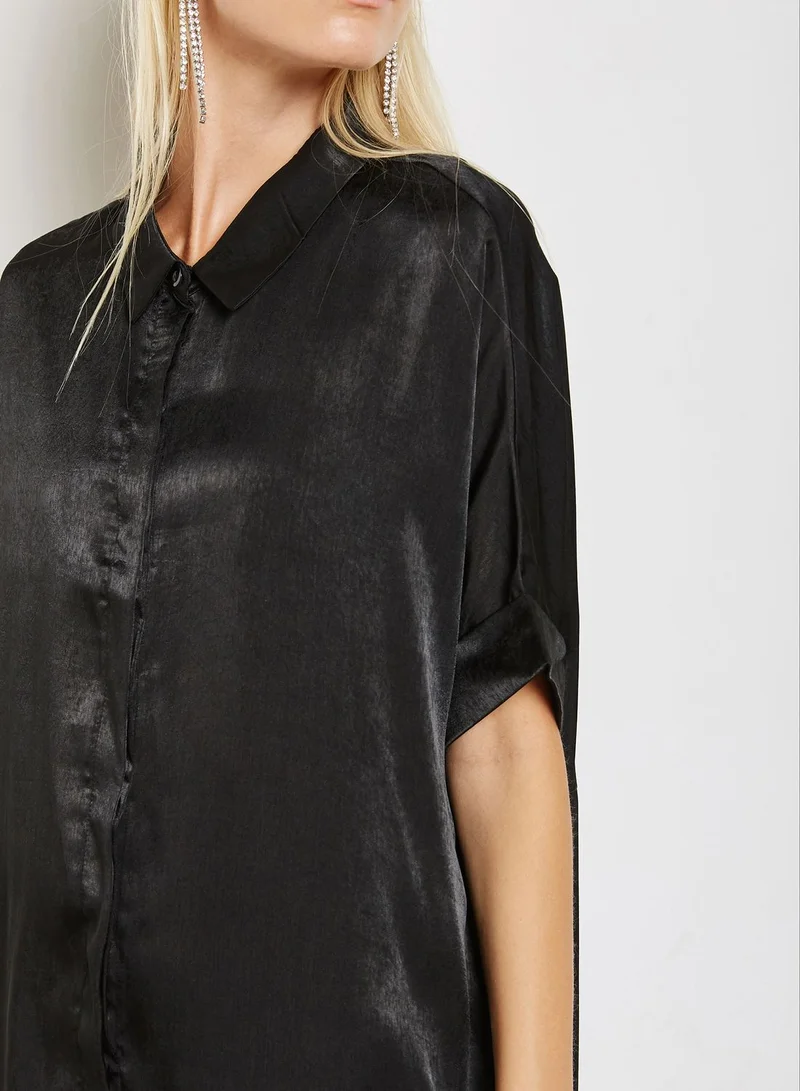 Reverse Silk Shirt Dress