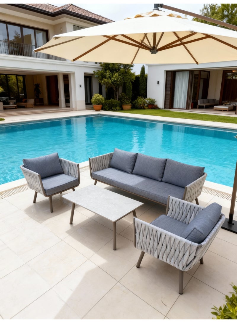 Broyhome 4-Piece Outdoor Sofa Set with Table,Waterpoof Cushion- Weather-Resistant Patio Furniture Set for UAE Gardens, Balconies & Terraces - Image 2