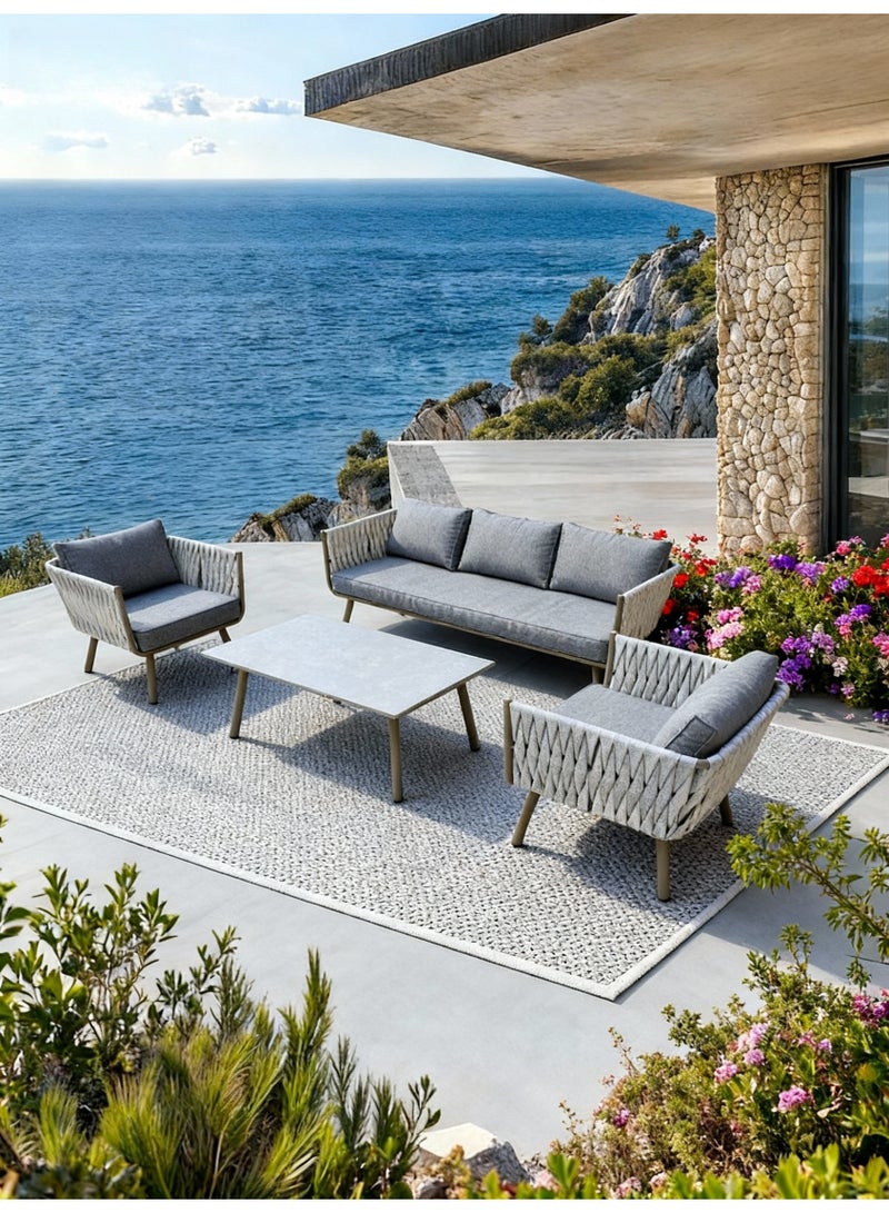 Broyhome 4-Piece Outdoor Sofa Set with Table,Waterpoof Cushion- Weather-Resistant Patio Furniture Set for UAE Gardens, Balconies & Terraces - Image 3