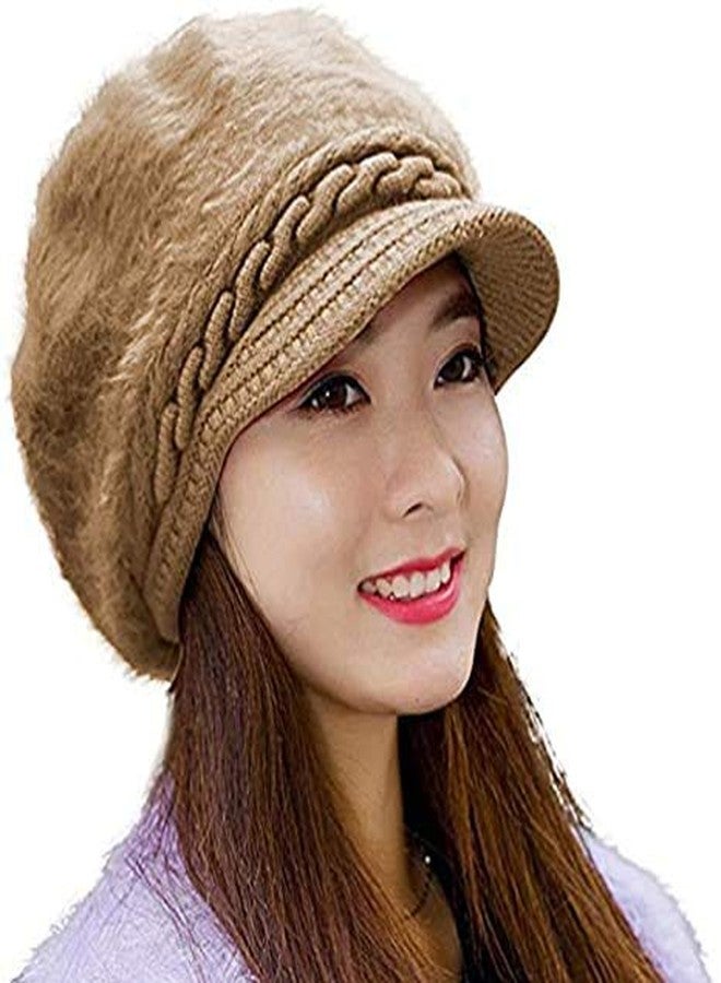 V3E قبعة V3E ذات حافة من الفرو الصناعي للنساء والفتيات (كاكي، مقاس حر) - Image 1