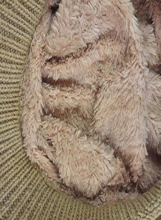 V3E قبعة V3E ذات حافة من الفرو الصناعي للنساء والفتيات (كاكي، مقاس حر) - Image 3