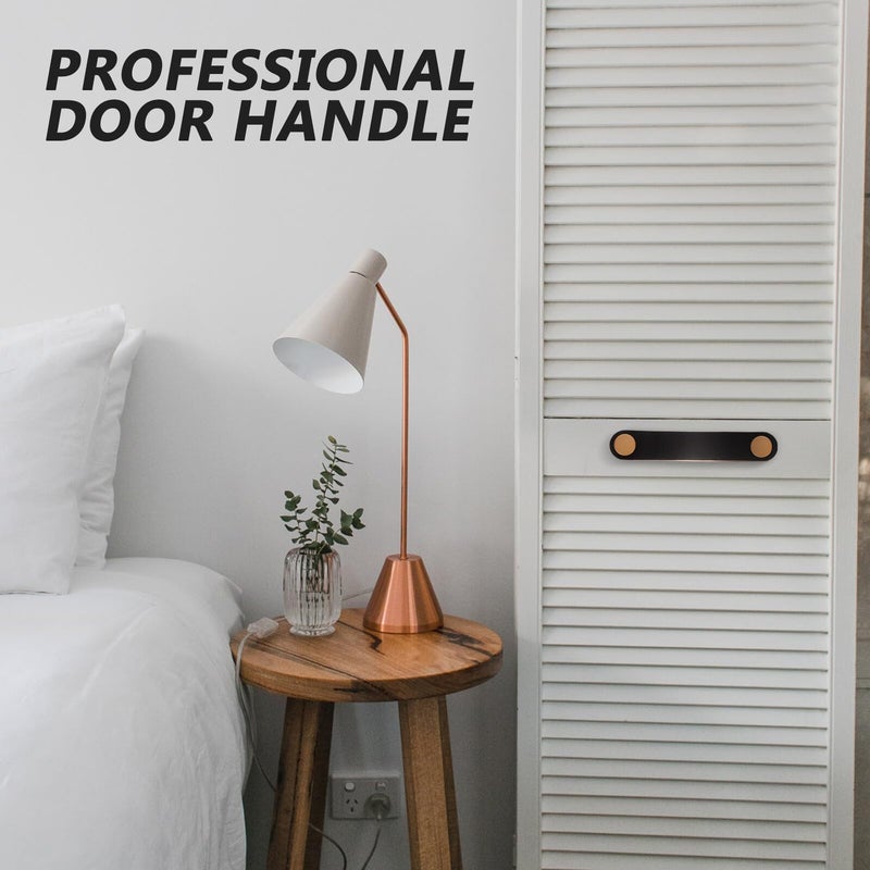 96 ملم أسود جلد بقري أصلي مقابض خزانة مقابض درج لخزانة الملابس خزانة الأحذية أجهزة الباب - Image 4