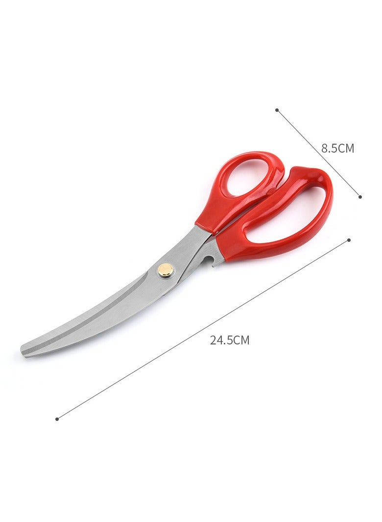 AROAQ Kitchen Scissors, Heavy Duty All Purpose Kitchen Shears, Korean Stainless Steel Curved Blade Barbecue Scissors, Steak Scissors  For Chicken Food Meat And Cooking, ( White ) - Image 2
