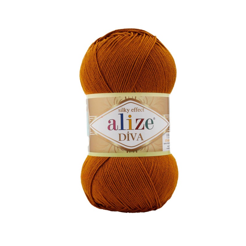 Alize Diva Silk Effect 100 Microfiber Acrylic Yarn 1 Ball skeins 100gr 383yds 234 Spice - Image 2