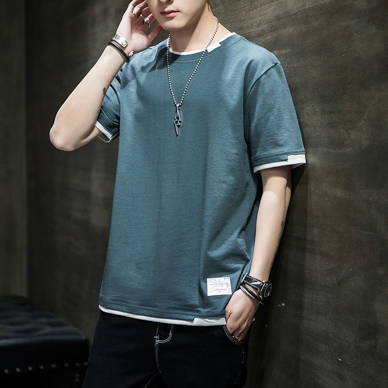 Cotton Short-Sleeved T-Shirt Trendy Versatile Summer Simple Top Half-Sleeved Casual Breathable Sports T-Shirt - Image 3
