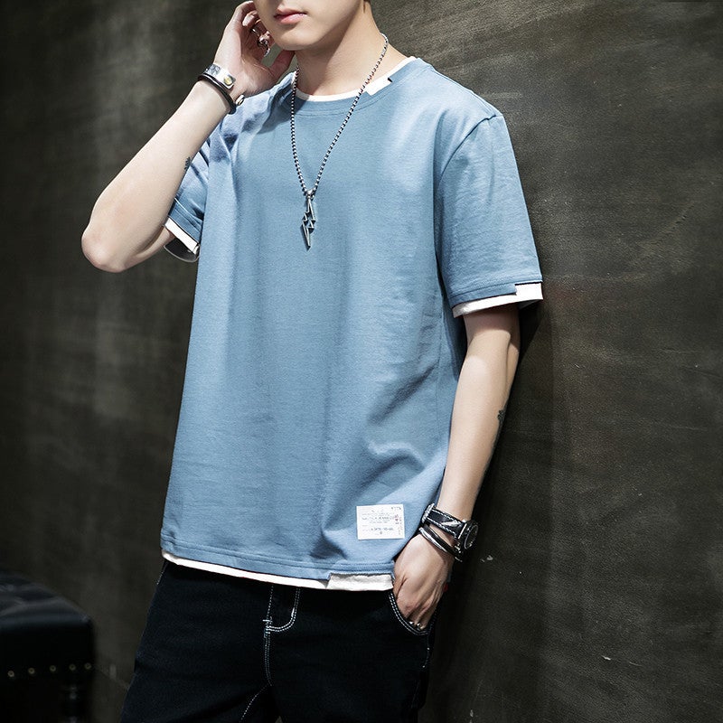 Cotton Short-Sleeved T-Shirt Trendy Versatile Summer Simple Top Half-Sleeved Casual Breathable Sports T-Shirt - Image 1