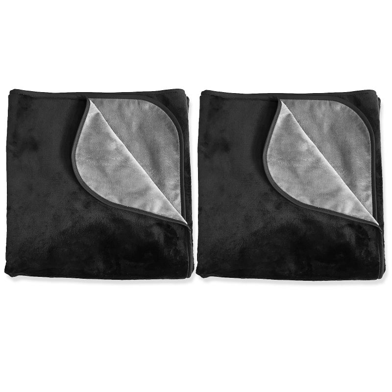 Mambe Mambe Silky Waterproof Throw for Protecting Furniture Bed Couch from Stains Caused by Dogs Cats Incontinence Soft Washable Reversible Size Small 2Pack 30x35 inches Color BlackCharcoal 