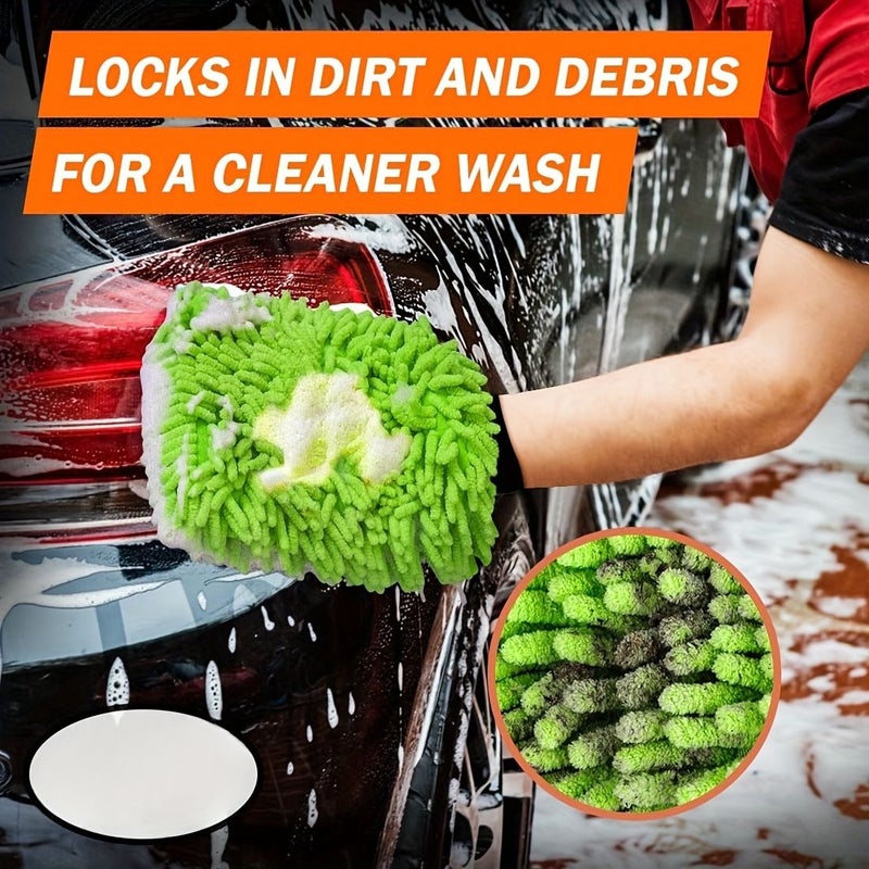 4 Pack Grey Chenille Ultra Fine Fiber Car Washing Glove Scratch Free Bristle Free Rich Foam Highly Absorbent Double Sided Perfect For Car Washing And Detailing - Image 4