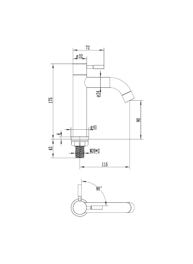 DANUBE HOME Danube Home Milano Denz Plus Cold Tap Basin Mixer Brush Nickel | Brass Body Single Tap Wash Basin Mixer Sink Faucet For Bathroom Vanity Lavatory - Brushed Nickel - Image 2